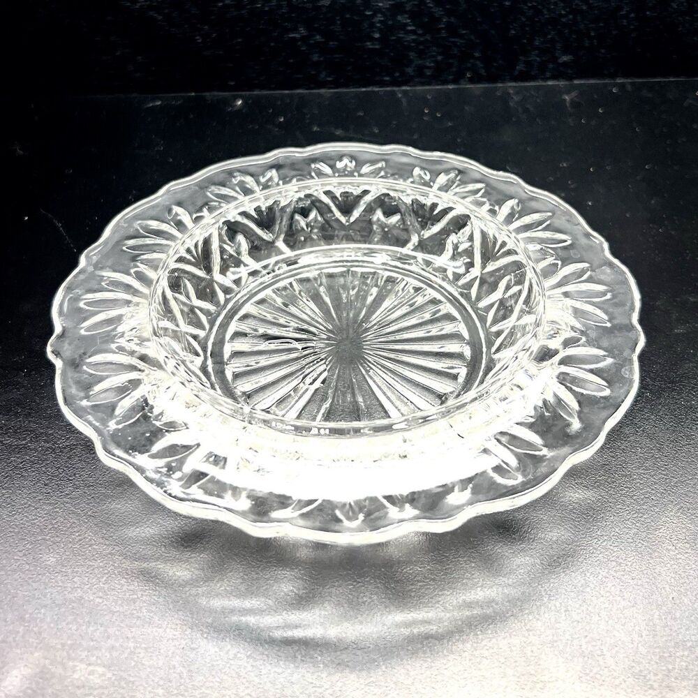 Anchor Hocking Ashtray/ Butter Dish ~Clear Cut Glass ~Vintage~ 7”